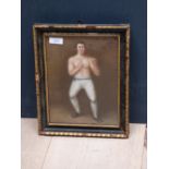 Hogarth framed oil painting portrait of barefist fighter 24.5x18.5 PLEASE always check condition