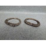 2 similar Chinese silver bangles with engraved decoration 8.5 x7cm PLEASE ALWAYS CHECK CONDITION