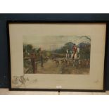 Coloured print 'The Season 1939-40' signed in pencil 'Snaffles', F/G, 18H x 49W cm PLEASE ALWAYS