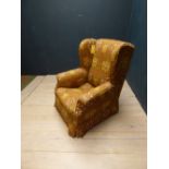 Victorian wing back armchair on mahogany legs to castors (for re-upholstery) PLEASE ALWAYS CHECK