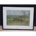 After Lionel Edwards, coloured print, returning home, The Heythrop 1932, Signed in pencil on