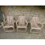 7 matching teak garden arm chairs PLEASE ALWAYS CHECK CONDITION PRIOR TO BIDDING