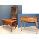 Victorian mahogany drop leaf table, side table & mahogany reproduction corner unit PLEASE ALWAYS