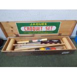 Jacques croquet set in original pine box PLEASE ALWAYS CHECK CONDITION PRIOR TO BIDDING