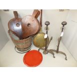 Andiros, bed warming pan, bellows & a bucket PLEASE ALWAYS CHECK CONDITION PRIOR TO BIDDING