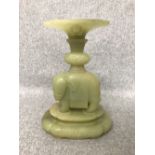 Yellow jade candle holder in the form of an elephant 15H x 11 x 7 cm PLEASE ALWAYS CHECK CONDITION