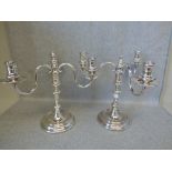 Pair of hallmarked candelabras by 'JHO of London', 28H cm PLEASE ALWAYS CHECK CONDITION PRIOR TO