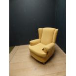 Victorian style winged back armchair upholstered in beige fabric PLEASE ALWAYS CHECK CONDITION PRIOR