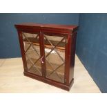 Victorian glazed fronted bookcase 109H x 107W cm and Edwardian mahogany torchiere PLEASE ALWAYS