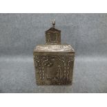 Late Victorian silver tea caddy, Sheffield, import mark for 1894, sponsor 'S.B.L' and pseudo