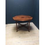 Rosewood topped octagonal shaped centre table on turned legs PLEASE ALWAYS CHECK CONDITION PRIOR