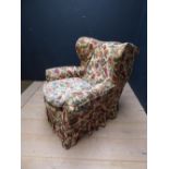 Georgian style winged back armchair on mahogany legs (for re-upholstery) PLEASE ALWAYS CHECK