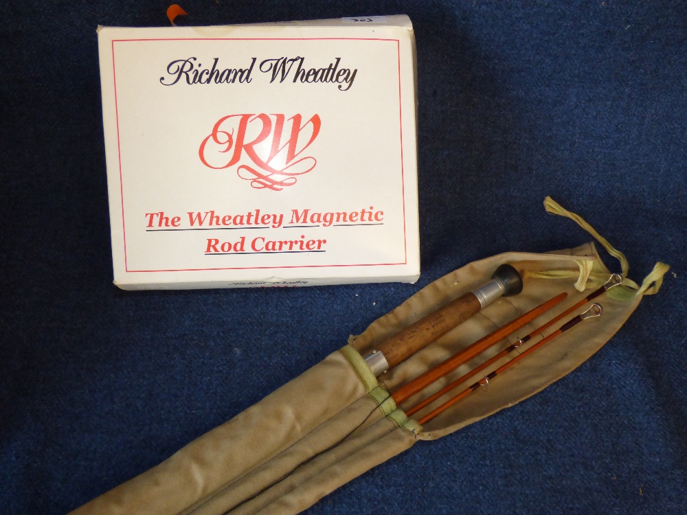 Sharpe 'Scottie' Impregnated spliced bamboo salmon rod (only one splice protector) & cloth carrier