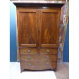 Georgian mahogany linen press with 2 short drawers & 2 long drawers on spade feet 188x120cm PLEASE