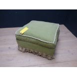 Edwardian stool upholstered in green fabric on mahogany legs and sofa for re-upholstery PLEASE