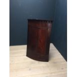 C19th mahogany hanging bow fronted corner cupboard PLEASE ALWAYS CHECK CONDITION PRIOR TO BIDDING