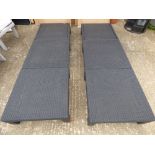 Pair contempary rattan sun beds with cushions and 3 folding garden chairs PLEASE ALWAYS CHECK