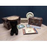 Decorative kitchen wall clock, 2 chests & various decorative items PLEASE ALWAYS CHECK CONDITION