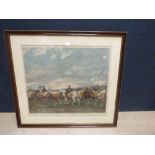 After 'A. J. Munnings', colour print "The Belvoir Hunt", horses exercising, F/G, 38H x 46W cm PLEASE