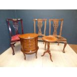 3 Georgian style dining chairs, occasional table & bedside table PLEASE ALWAYS CHECK CONDITION PRIOR