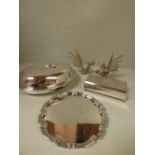 Pair of silver plated wine coasters & various plated items