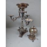 Victorian style silver plated epergne & plated egg codler