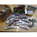 'N Scale' rolling stock, train & buildings, much still boxed, selection of scenery, track layout