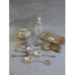 Hallmarked silver box & various silver items, 14 ozt