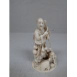 Chinese carved ivory figure of a gentleman playing musical instrument with charter mark to base,