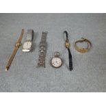 Ladies 9ct gold 'Omega' watch & 9ct gold cased 'Lady J.W. Benson' watch, 2 various watches &