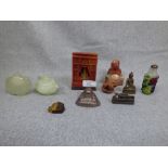 Chinese soap stone baha miniature, Jade teapot & various Chinese items