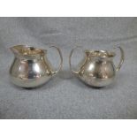 Hallmarked silver cream jug & sugar bowl by 'Elkington' designed by Eric Blemonty, 16 ozt