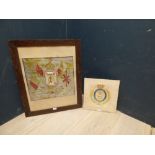Military mementoes silk & embroidery and York & Lancaster Regiment embroidery