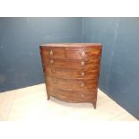 Georgian mahogany chest of 4 long drawers on bracket feet 87H x 93W cm