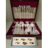 Silver plated canteen of cutlery by 'Postons' in unusual fitted case, 6 settings & set of 6 silver