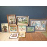 Qty of various oil on canvas portraits & still life scenes