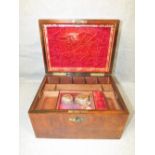 Victorian walnut jewellery & trinket box