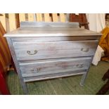 Decorative grey washed painted dressing chest 69H x 76W cm