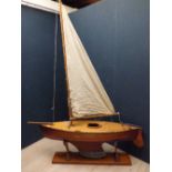 Vintage 1940 Cannon Stern salt water racing pond yacht with 68full rig & stand 244H x 168W cm