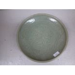 Chinese Long quan green Celadon plate, 32 cm, possibly Ming dynasty a/f