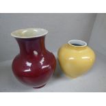 Sang de Boef Chinese vase & a yellow vase