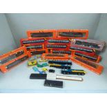 7 Hornby 00 Gauge carriages in original boxes, Lima models King George V engine in original box,