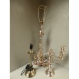 Victorian style silver plated table lamp, plated candelabra & contemporary table lamp