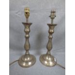 Pair of metal lamp bases 41 cm H