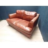 2 seater brown leather sofa