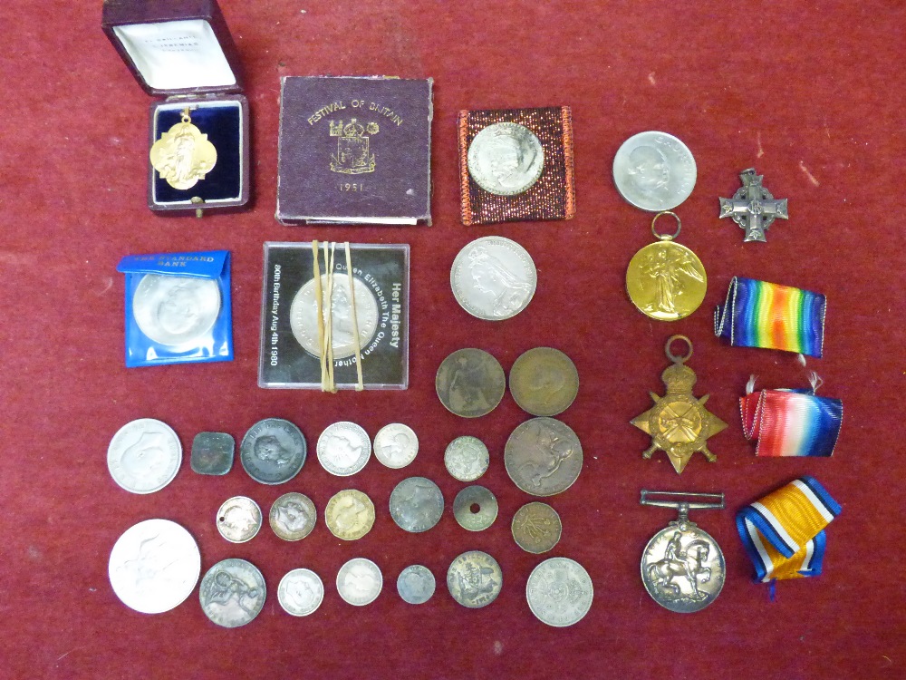 Great War medal, Victory medal & 2 others 432837 Sgt. C. E. Broom 49 Can. Inf., & selection of coins - Image 2 of 2