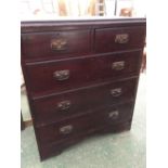 Edwardian mahogany chest of 2 short & 3 long drawers 115H x 105W cm