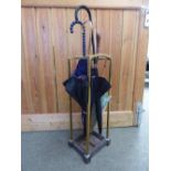 Brass & cast iron stick stand with various umbrellas & qty of various collectables