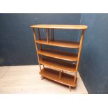 Ercol style, light oak effect, free standing bookshelf 126H x 90W cm