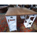 Decorative pine top kitchen table with 2 tier pillar bases